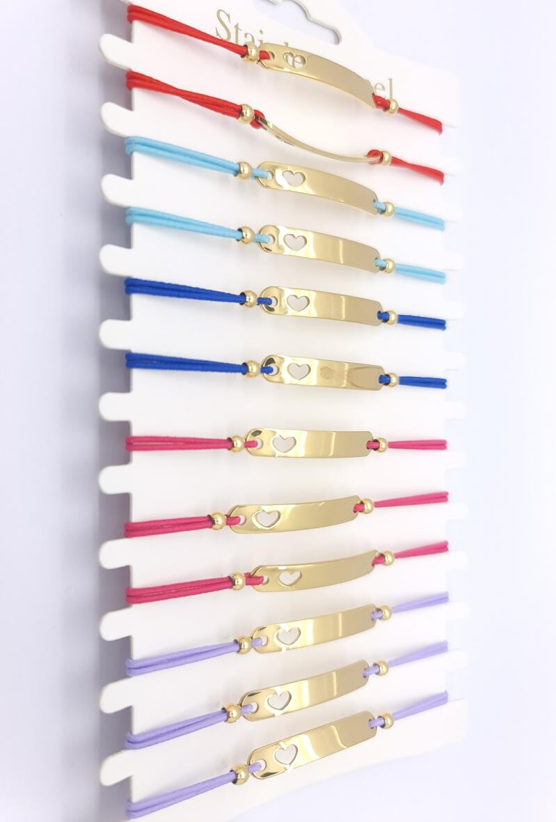 Wholesaler Bijoussimo - Set of 12 bikes to engrave a rectangle gilded heart, elastic cords
