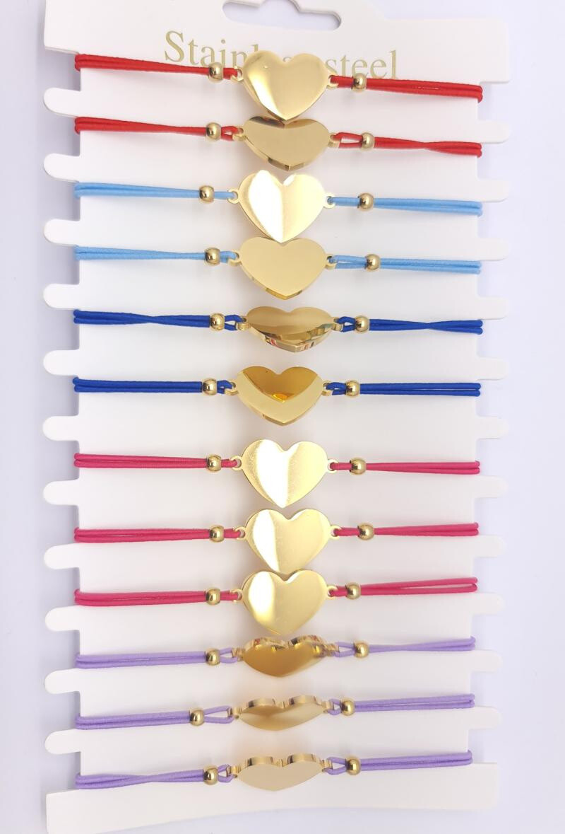 Wholesaler Bijoussimo - Set of 12 bikes to engrave a golden heart, elastic cords