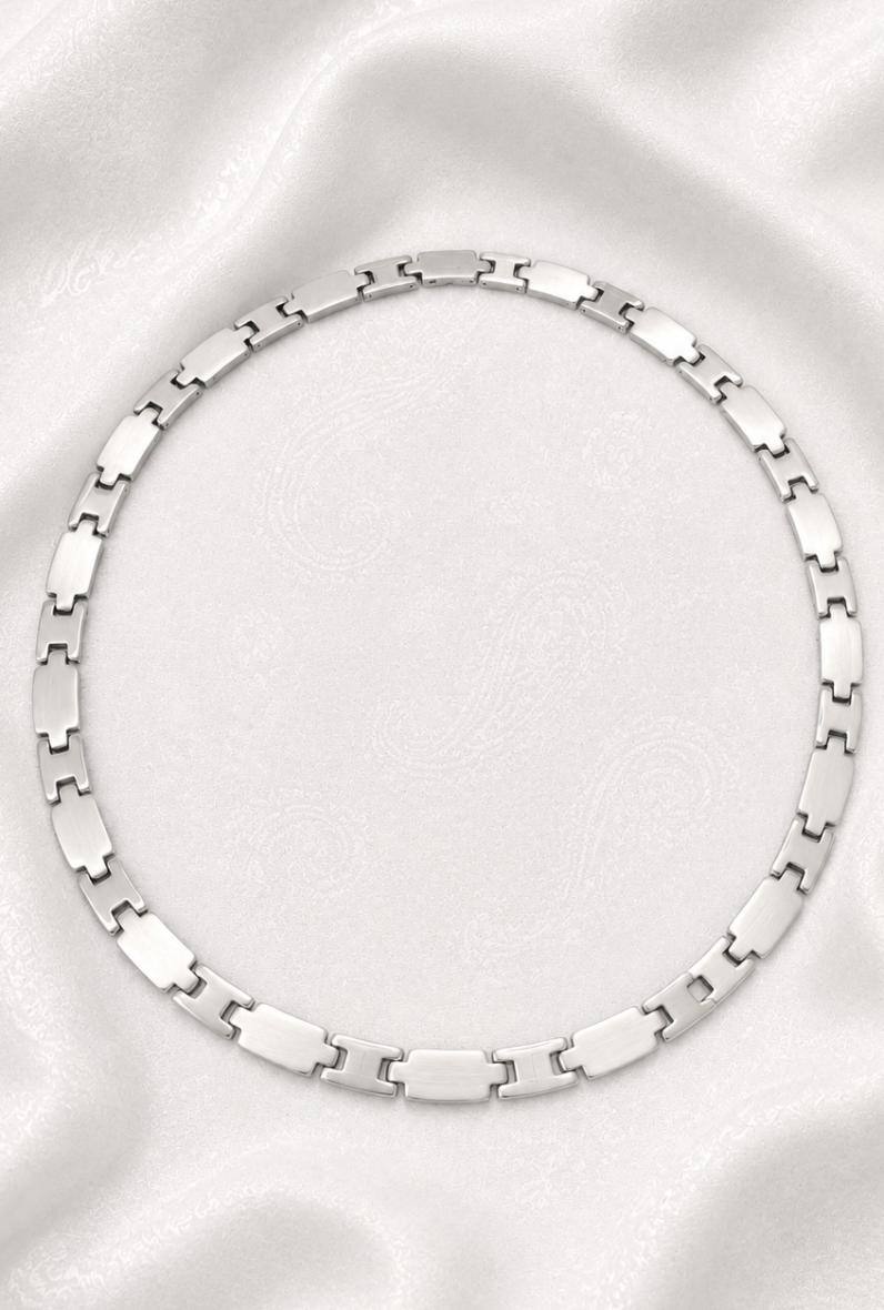 Mayorista Bijoussimo - Collar de acero mixto con patrones de eslabones de cadena (M4)