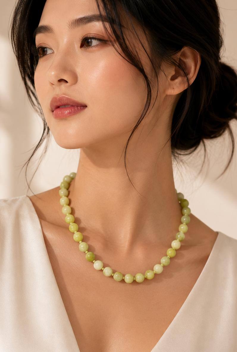 Mayorista Bijoussimo - Collar de piedra de 8mm (longitud aprox. 45cm), Jade coreano