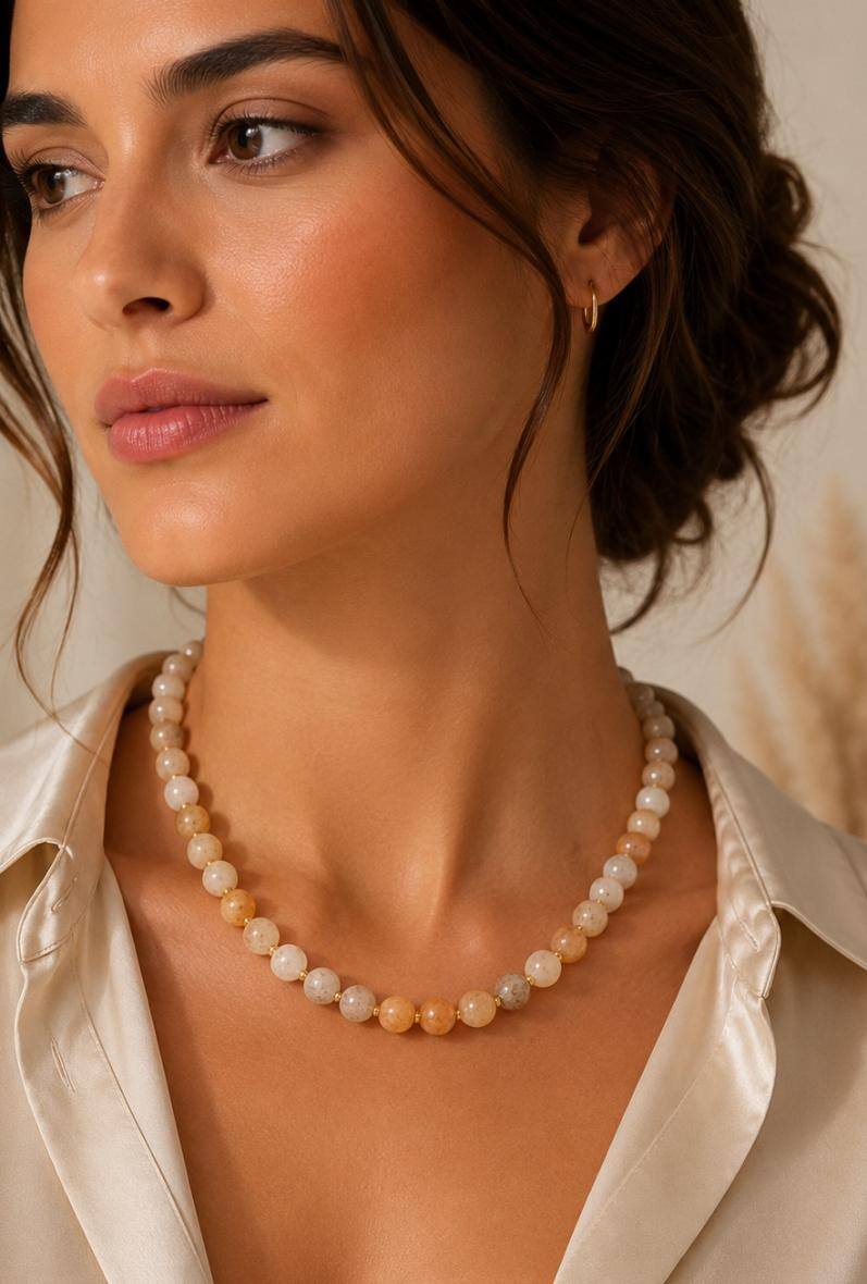 Mayorista Bijoussimo - Collar de piedra de 8mm (longitud aprox. 45cm), Ágata de fuego