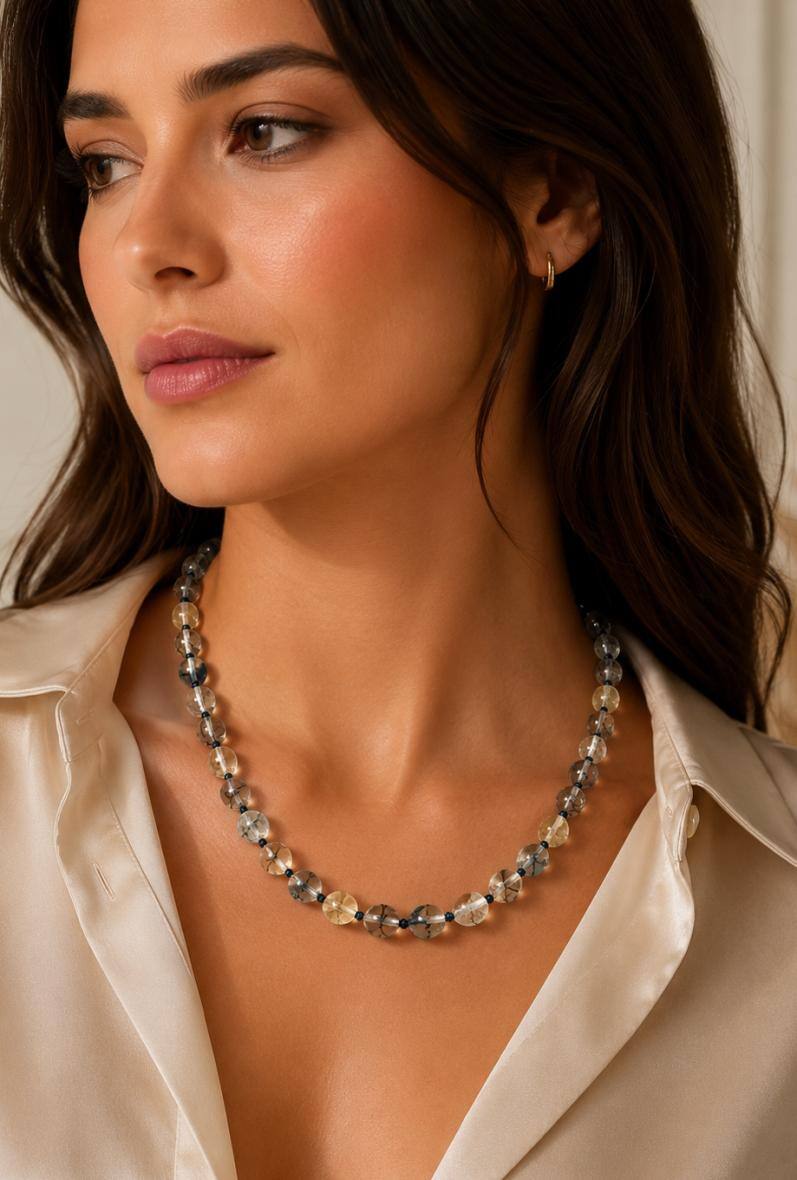 Mayorista Bijoussimo - Collar de piedra de 8mm (aprox. 45cm de largo), Ágata de vena de dragón
