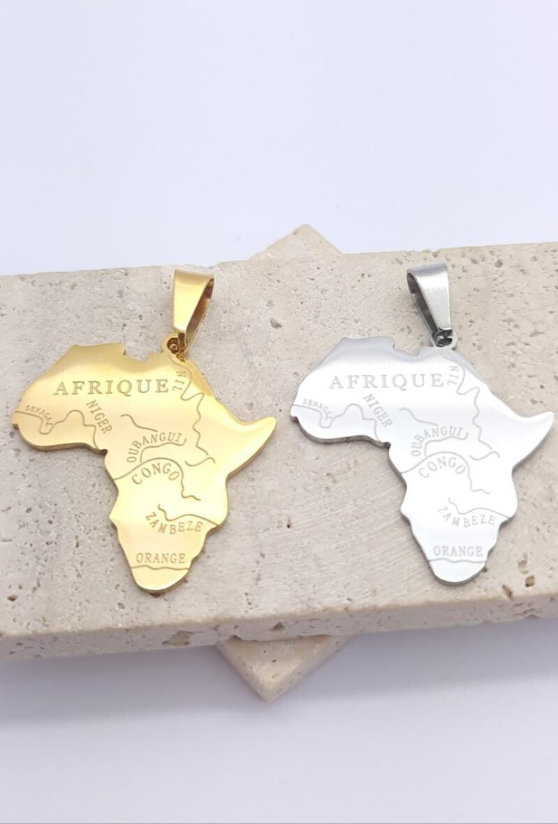 Wholesaler Bijoussimo - Steel pendant country/Africa region (size2)