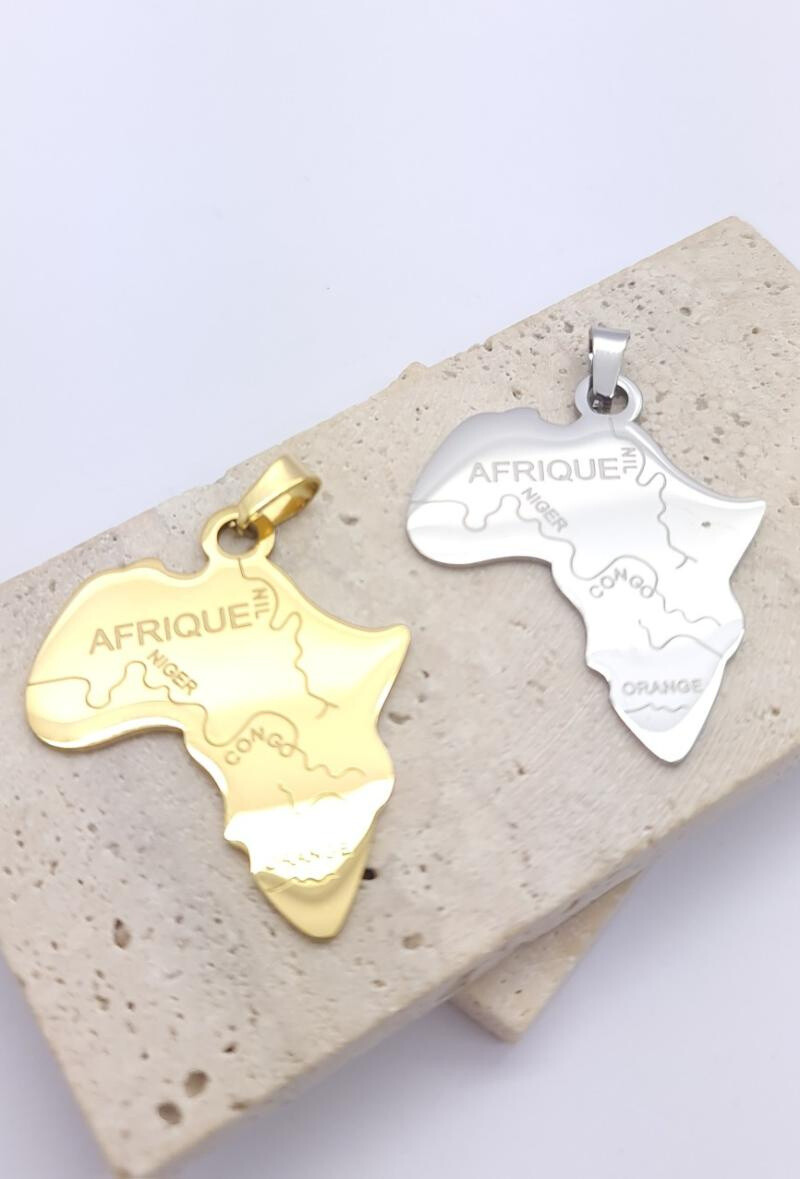 Wholesaler Bijoussimo - Steel country pendant/Africa region (size 1)