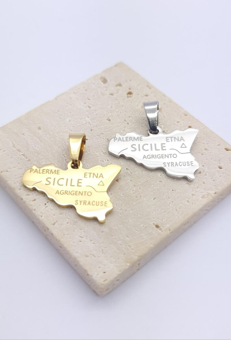 Wholesaler Bijoussimo - Steel country pendant/Sicily region