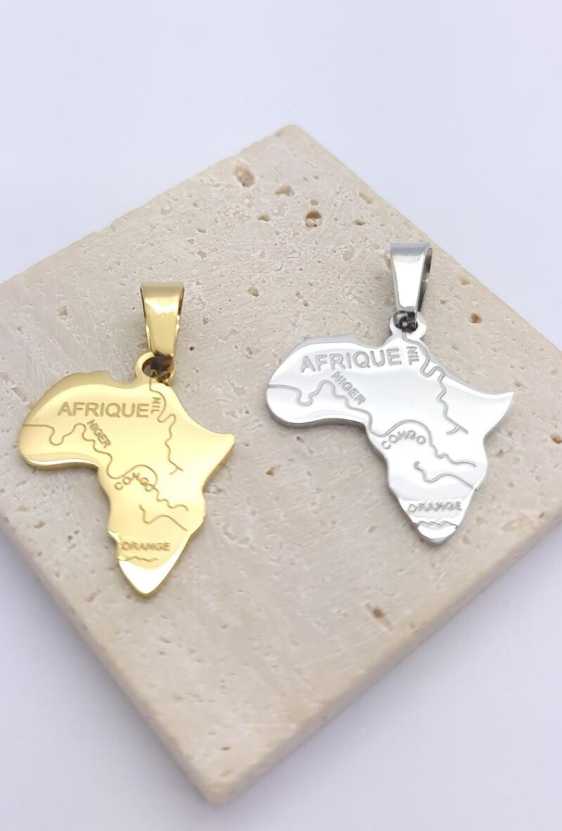 Wholesaler Bijoussimo - Steel country pendant/Africa region (size 3)