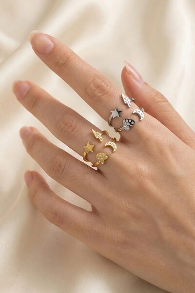 Mayorista Bijoux Mystères - Anillo de acero inoxidable ajustable Mayorista Bijoux Mystères - Anillo de acero inoxidable ajustable