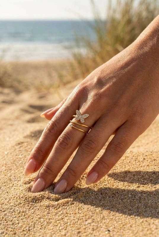 Mayorista Bijoux Mystères - Anillo abierto dorado con piedra en forma de gota preciosa