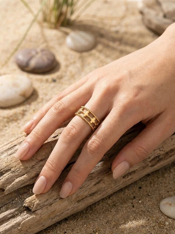 Großhändler Bijoux Mystères - Verstellbarer Edelstahlring