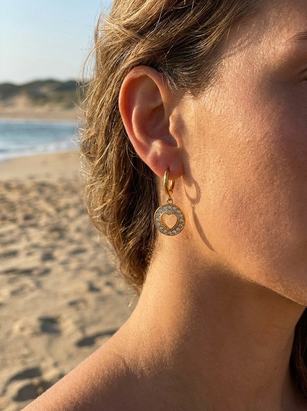 Wholesaler Bijoux Mystères - Huggie earrings with circular pendant