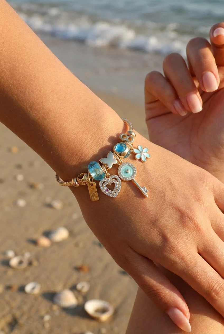 Grossiste Bijoux Mystères - Bracelet rigide à charms en métal