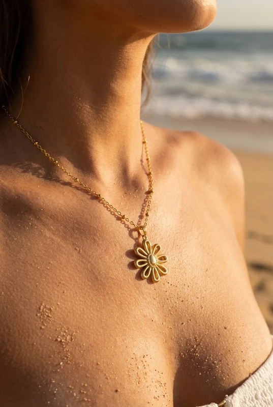 Mayorista Bijoux Mystères - Collar con colgante en forma de flor
