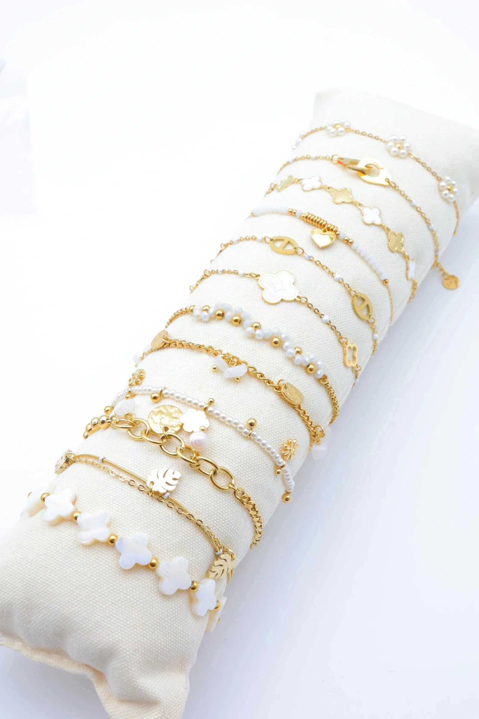Mayorista Bijoux Mystères - Pack de 12 pulseras de acero inoxidable con cojín