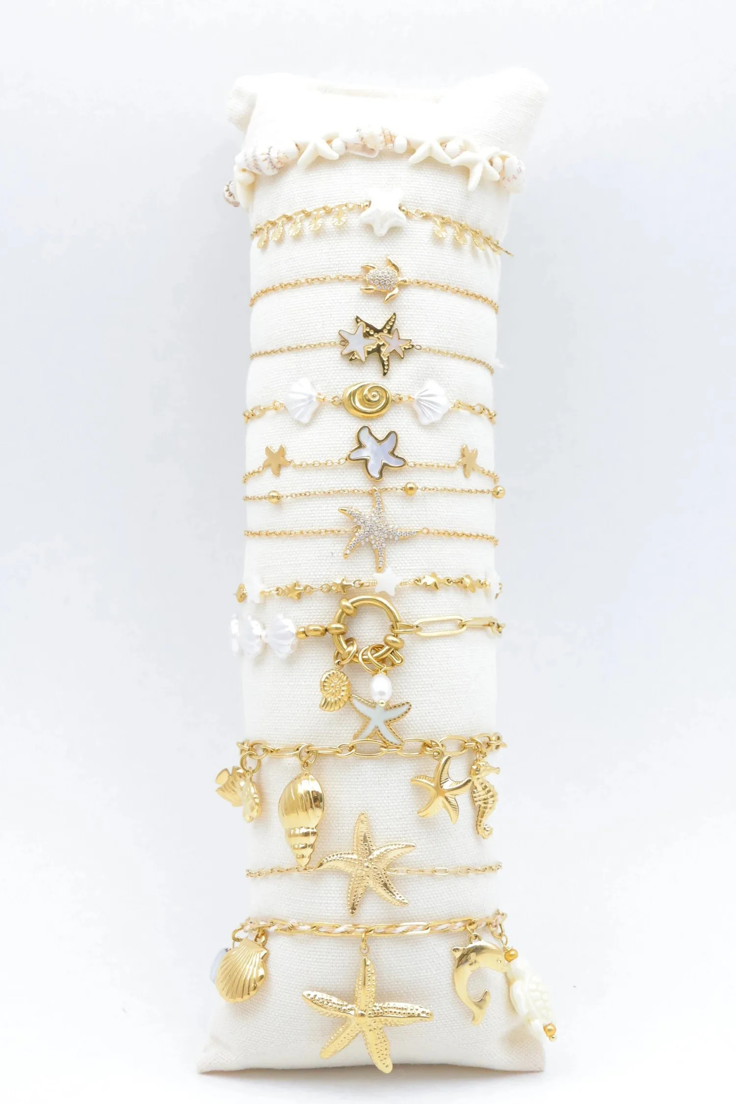 Grossiste Bijoux Mystères - Lot de 12 bracelets en acier inoxydable avec coussin