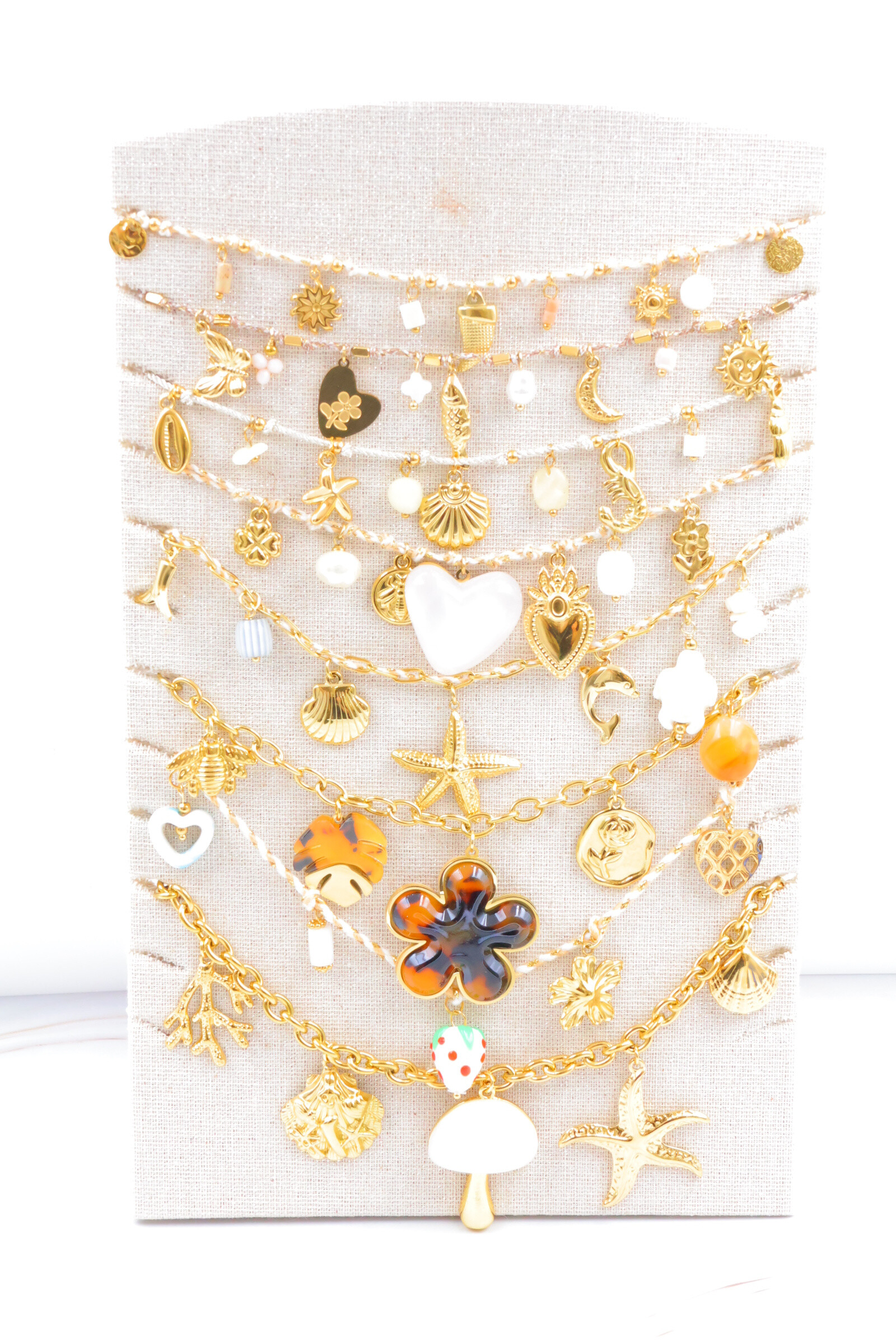 Grossista Bijoux Mystères - Set di 8 collane in acciaio inossidabile con espositore