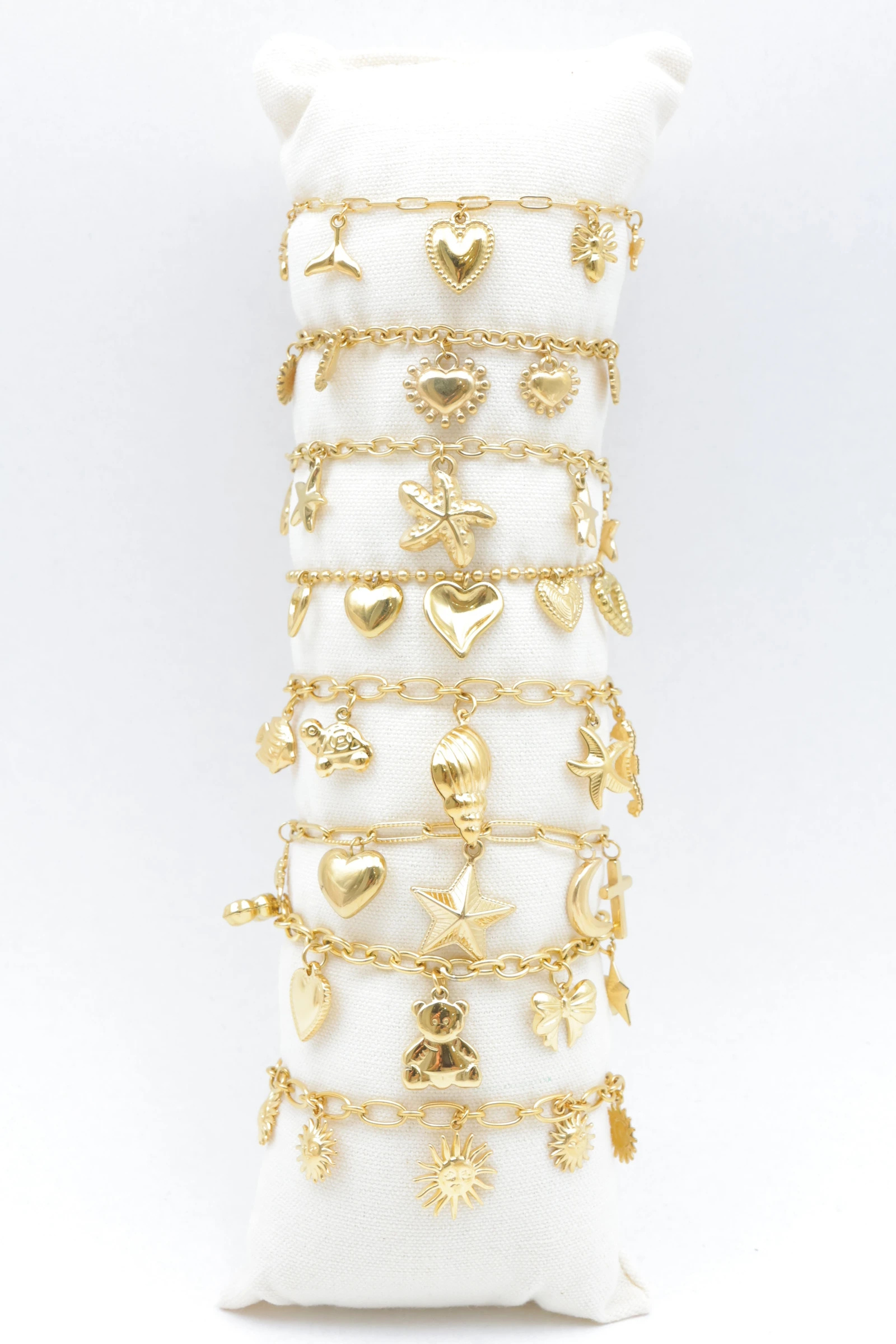 Grossiste Bijoux Mystères - Lot de 8 bracelets en acier inoxydable avec coussin