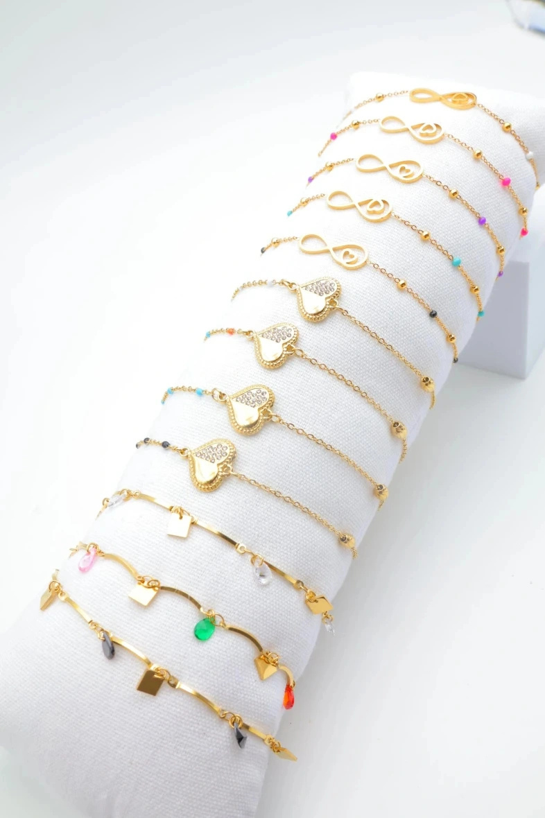 Großhändler Bijoux Mystères - Set von 12 Edelstahlarmbändern mit Kissen