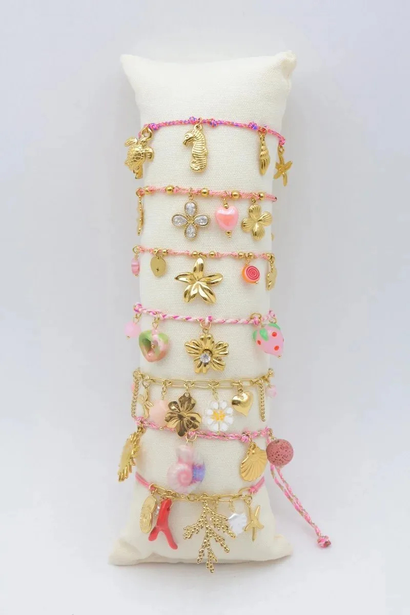 Grossiste Bijoux Mystères - Lot de 7 bracelets en acier inoxydable avec coussin