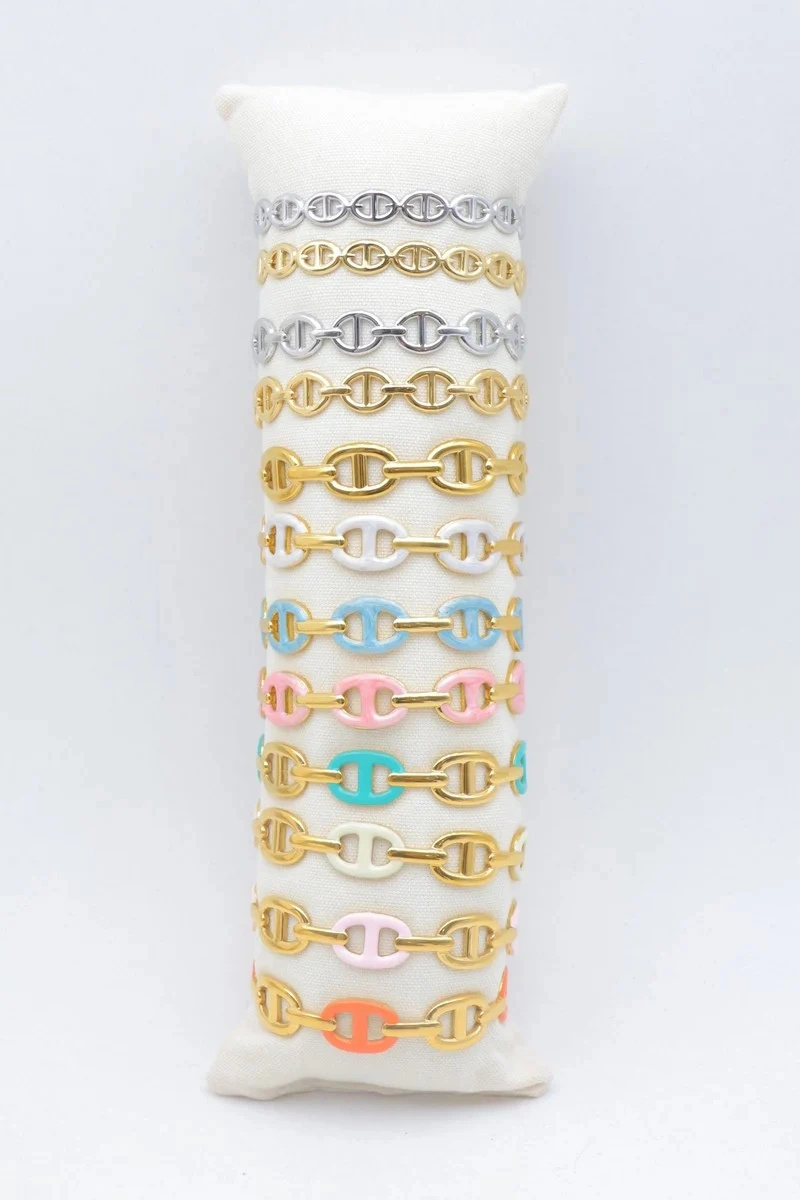 Grossiste Bijoux Mystères - Lot de 12 bracelets en acier inoxydable avec coussin