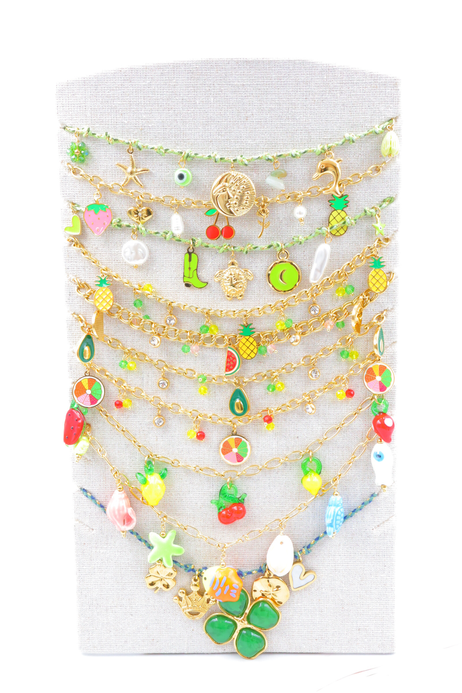 Grossista Bijoux Mystères - Set di 10 collane in acciaio inossidabile con espositore