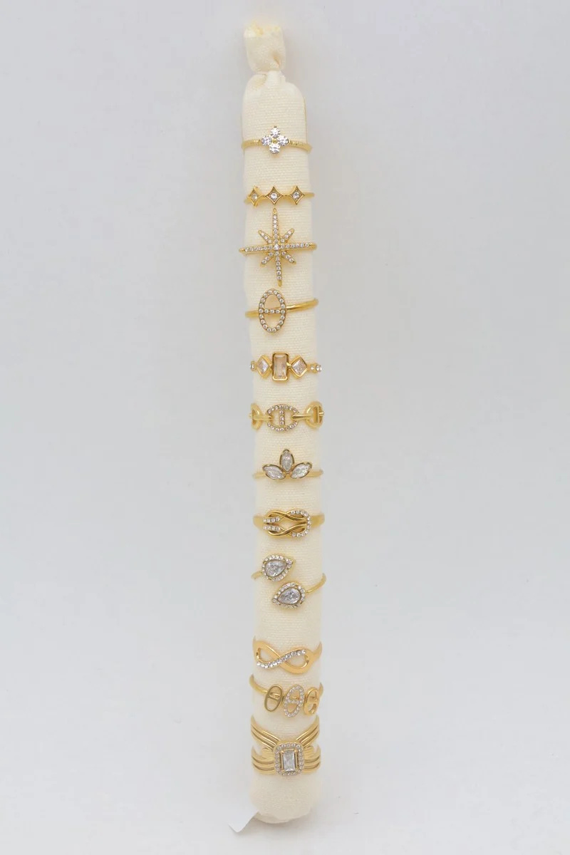 Großhändler Bijoux Mystères - Satz von 12 Ringen aus Edelstahl mit Kissen