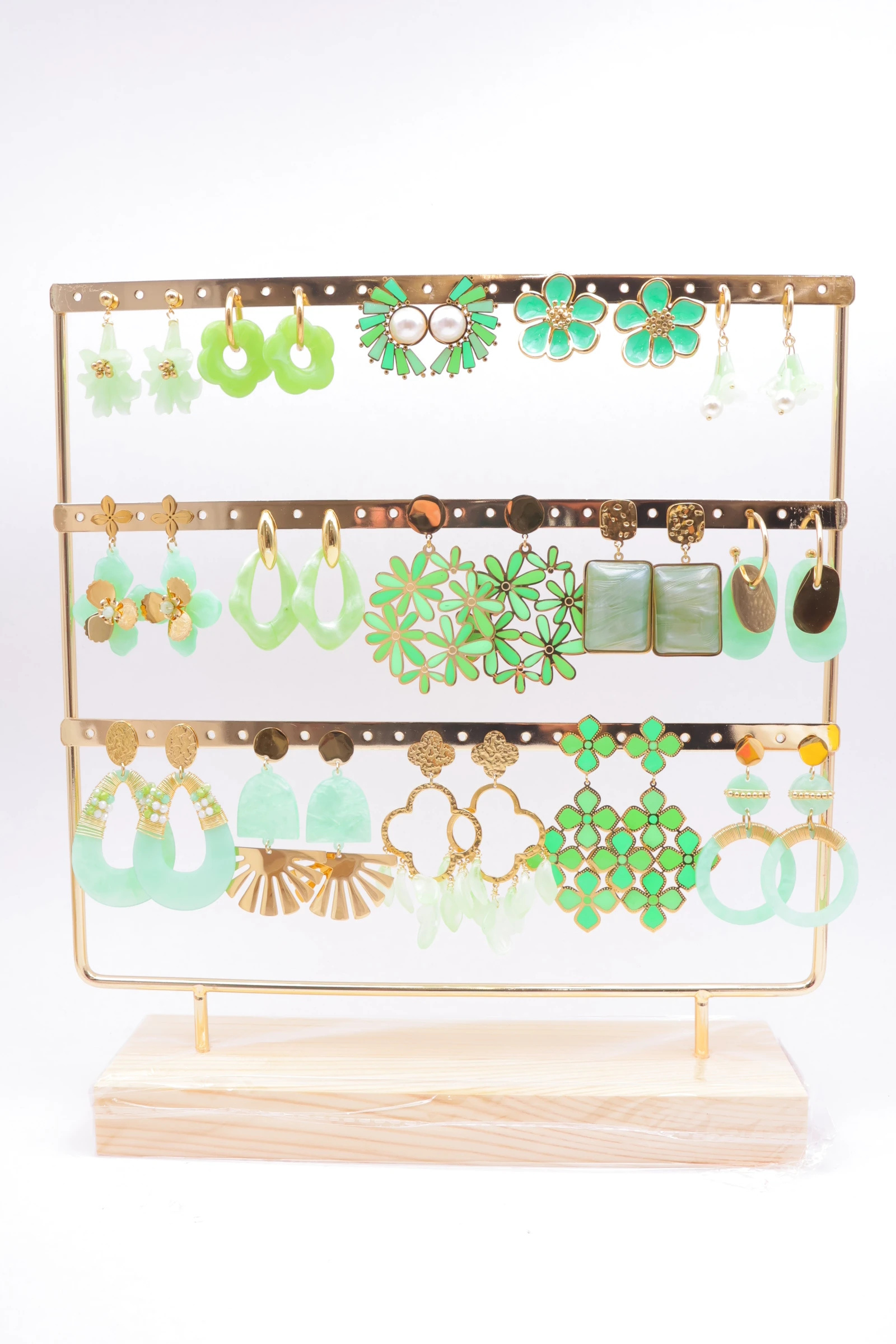 Mayorista Bijoux Mystères - Juego de 15 pares de pendientes con expositor.