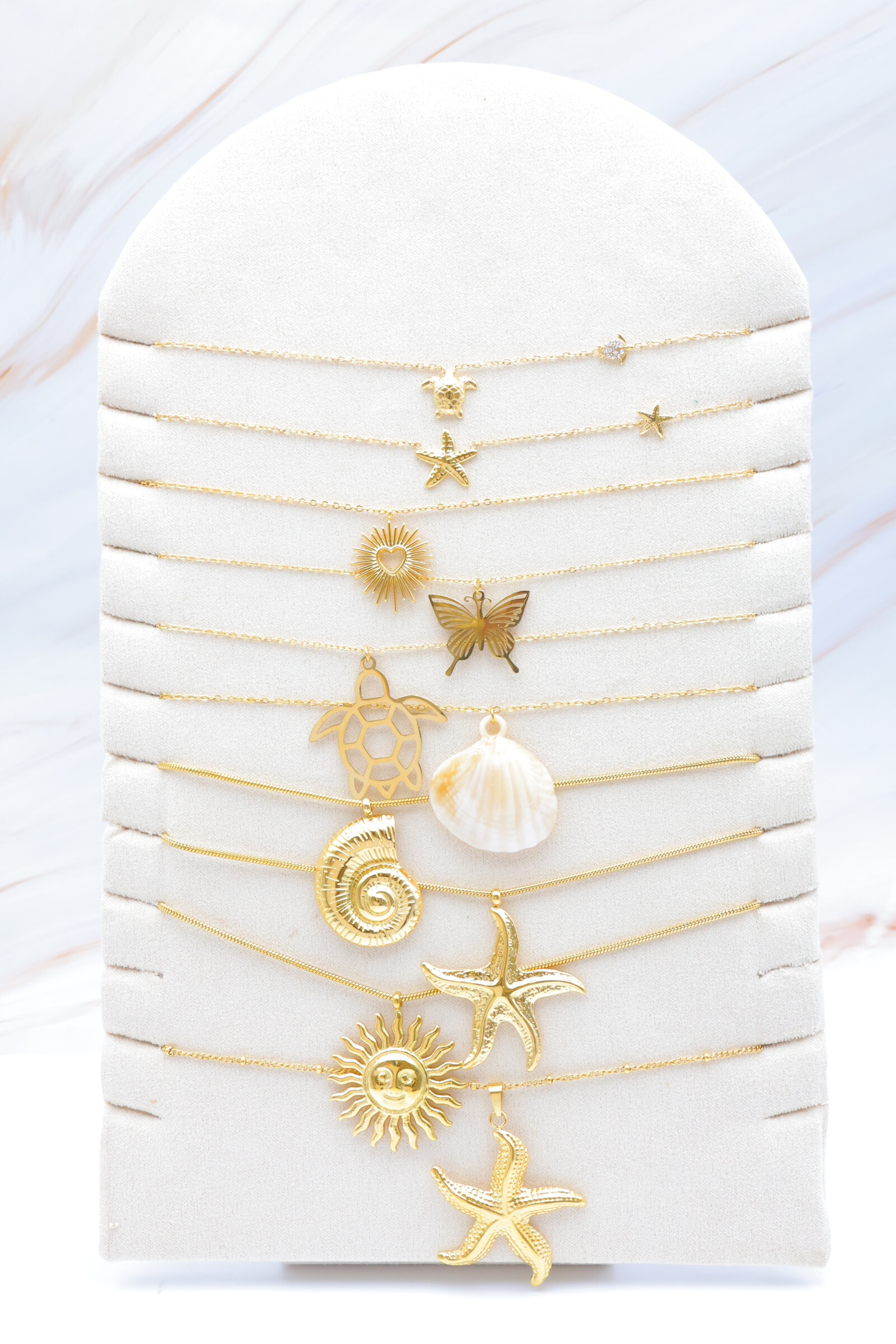 Grossista Bijoux Mystères - Set di 10 collane in acciaio inossidabile con espositore