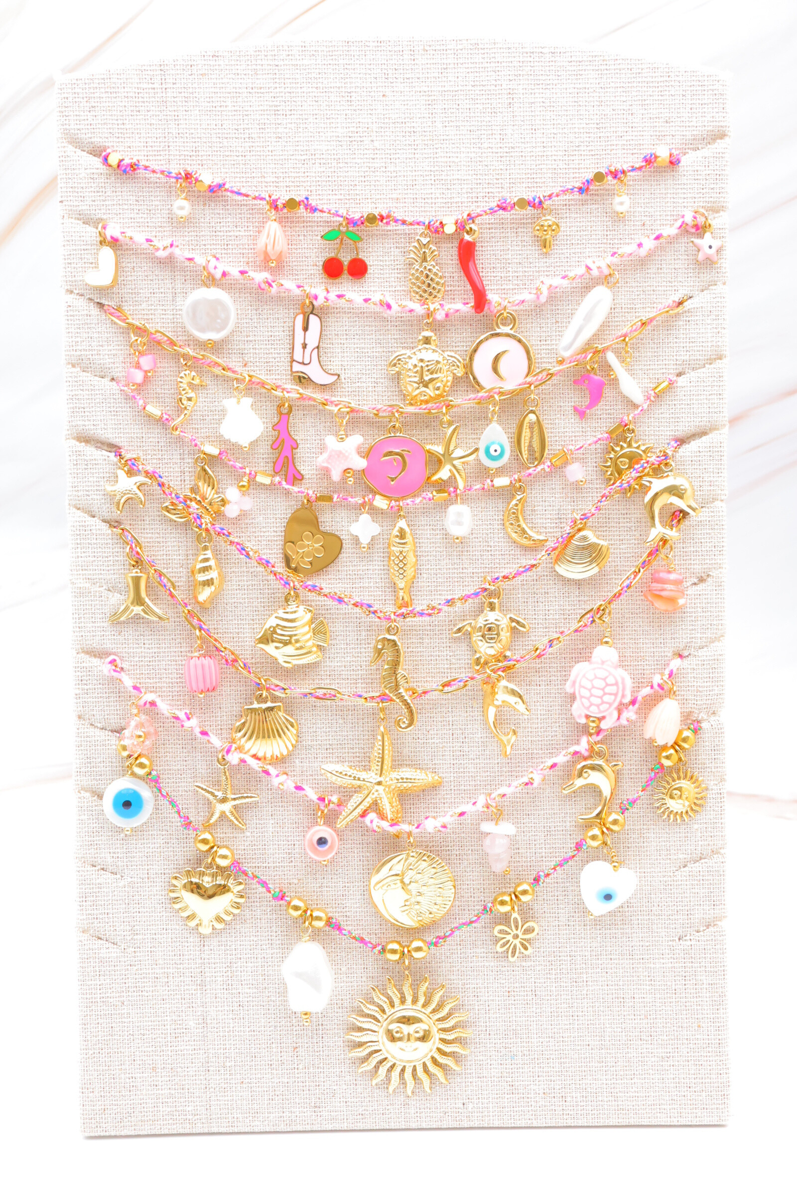 Grossista Bijoux Mystères - Set di 8 collane in acciaio inossidabile con espositore