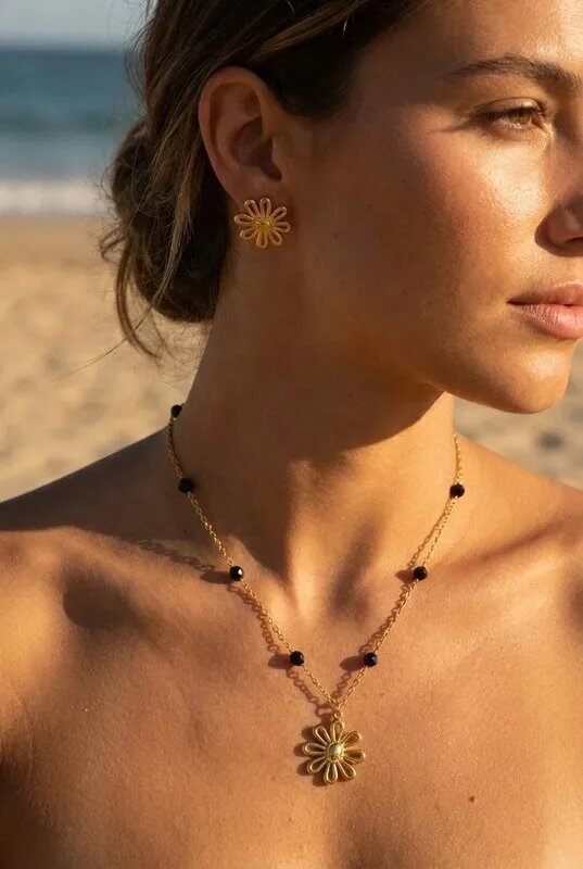 Grossiste Bijoux Mystères - Parure avec pendentif en forme de fleur