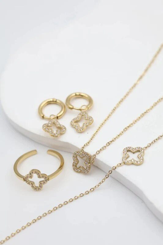 Grossiste Bijoux Mystères - Parure en acier acier inoxydable avec diamant micro pavé