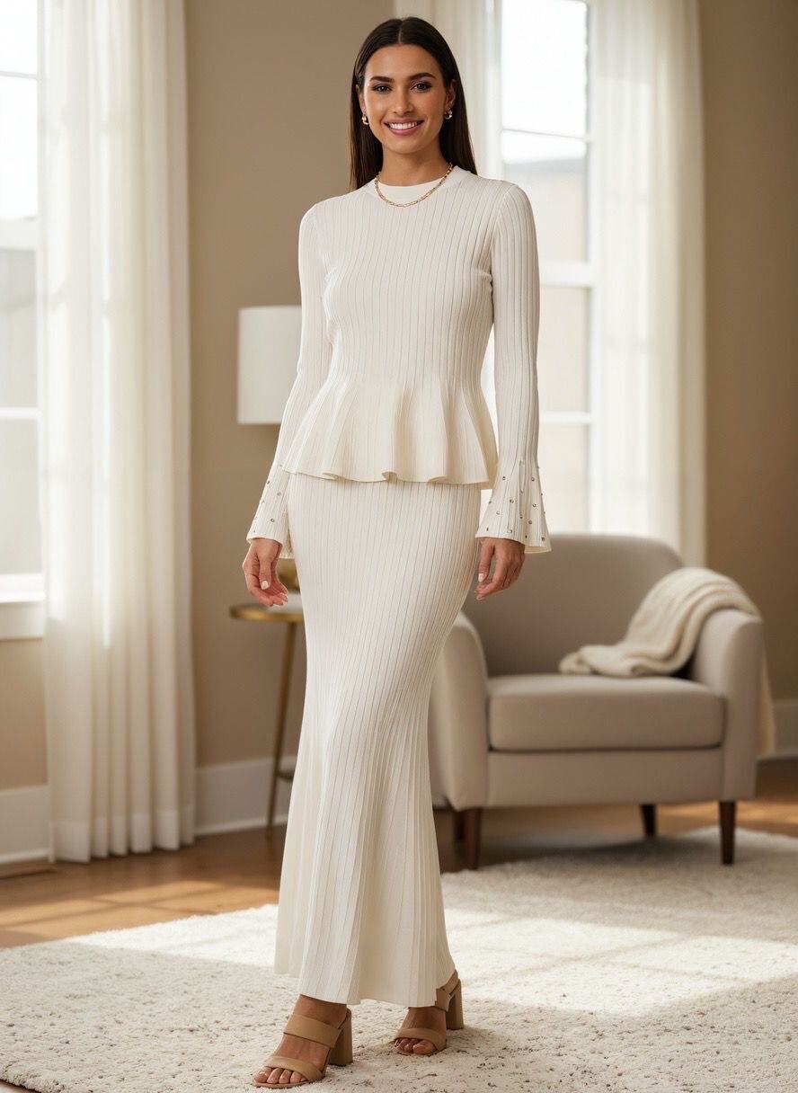 Soft sweater in viscose, polyester, and nylon, perfect for autumn/winter. Made in China for the women's collection 2025/2026.