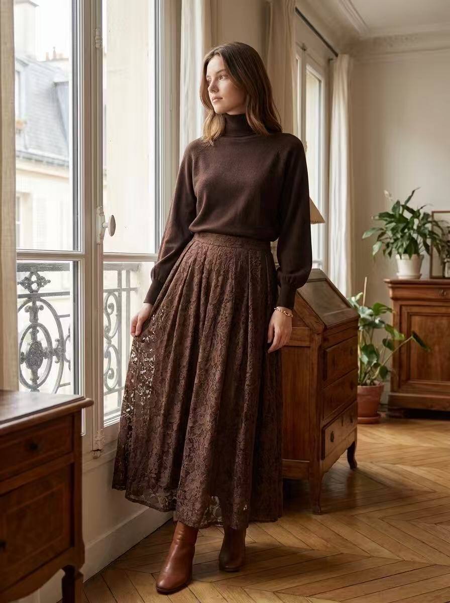 Elegant midi skirt for women, made of high-quality cotton and polyamide, perfect for spring-summer, made in China.