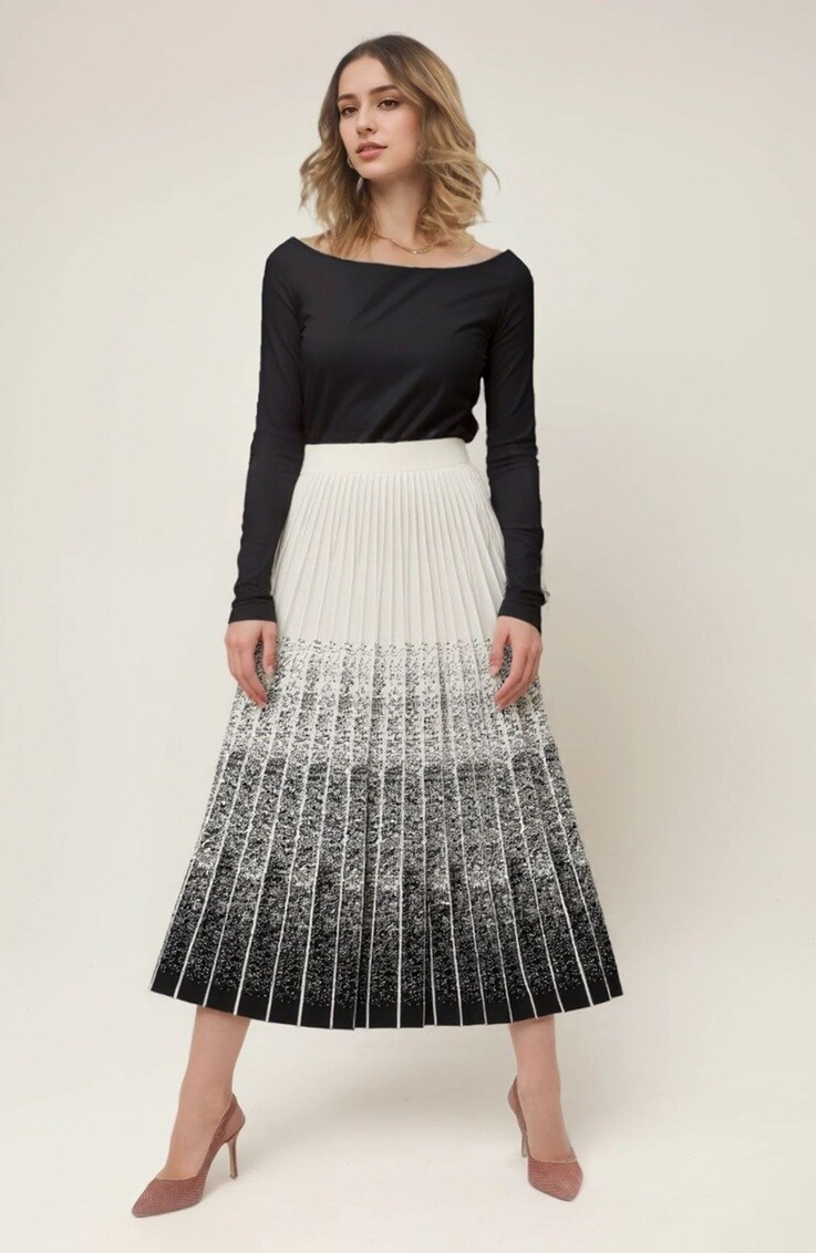 Wholesaler Bluoltre - Gradient pleated knit skirt