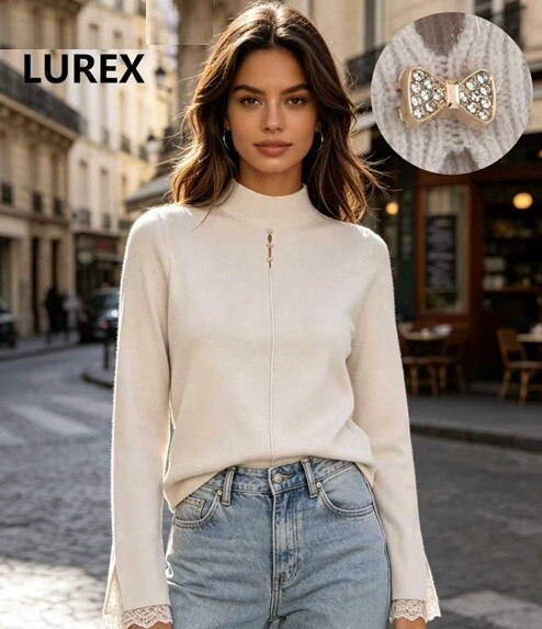 Grossiste Bluoltre - Pull à manches longues, légèrement irisé (Lurex)