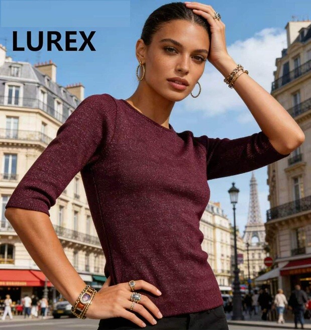 Mayorista Bluoltre - Suéter de lurex de media manga