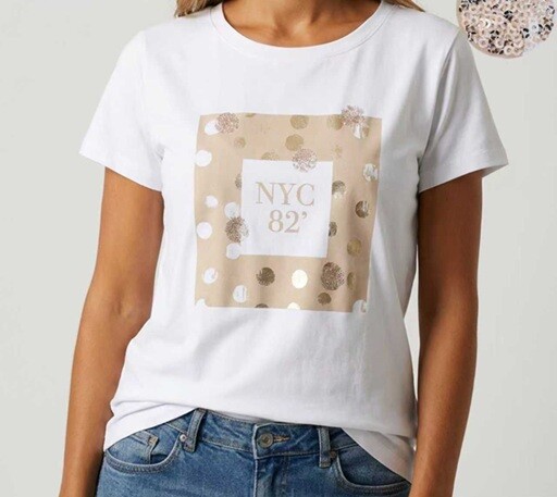 Wholesaler Bluoltre - Printed T-Shirt with sequins