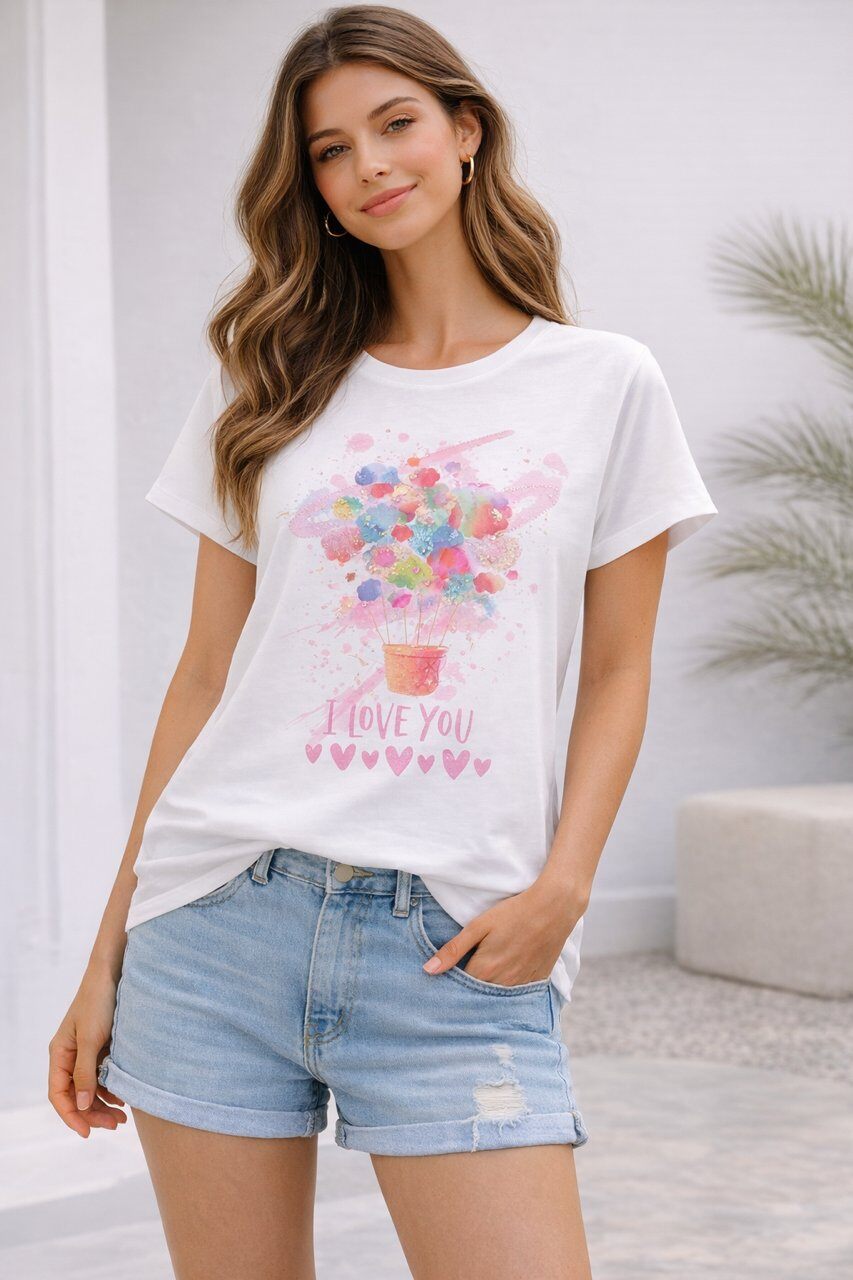 Wholesaler Bluoltre - Printed T-Shirt with sequins
