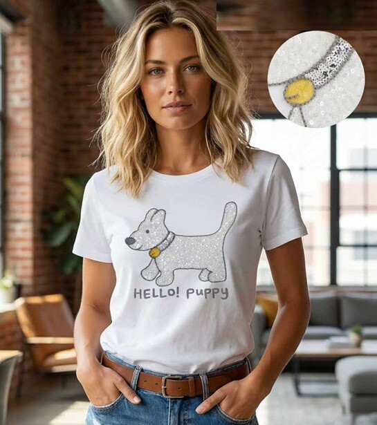 Wholesaler Bluoltre - Printed T-Shirt with sequins