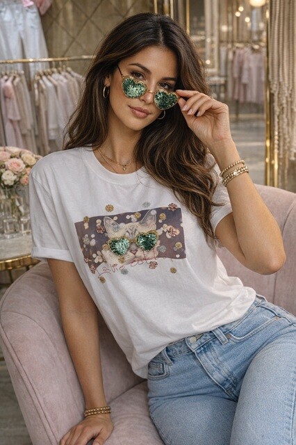 Wholesaler Bluoltre - Printed T-Shirt with sequins