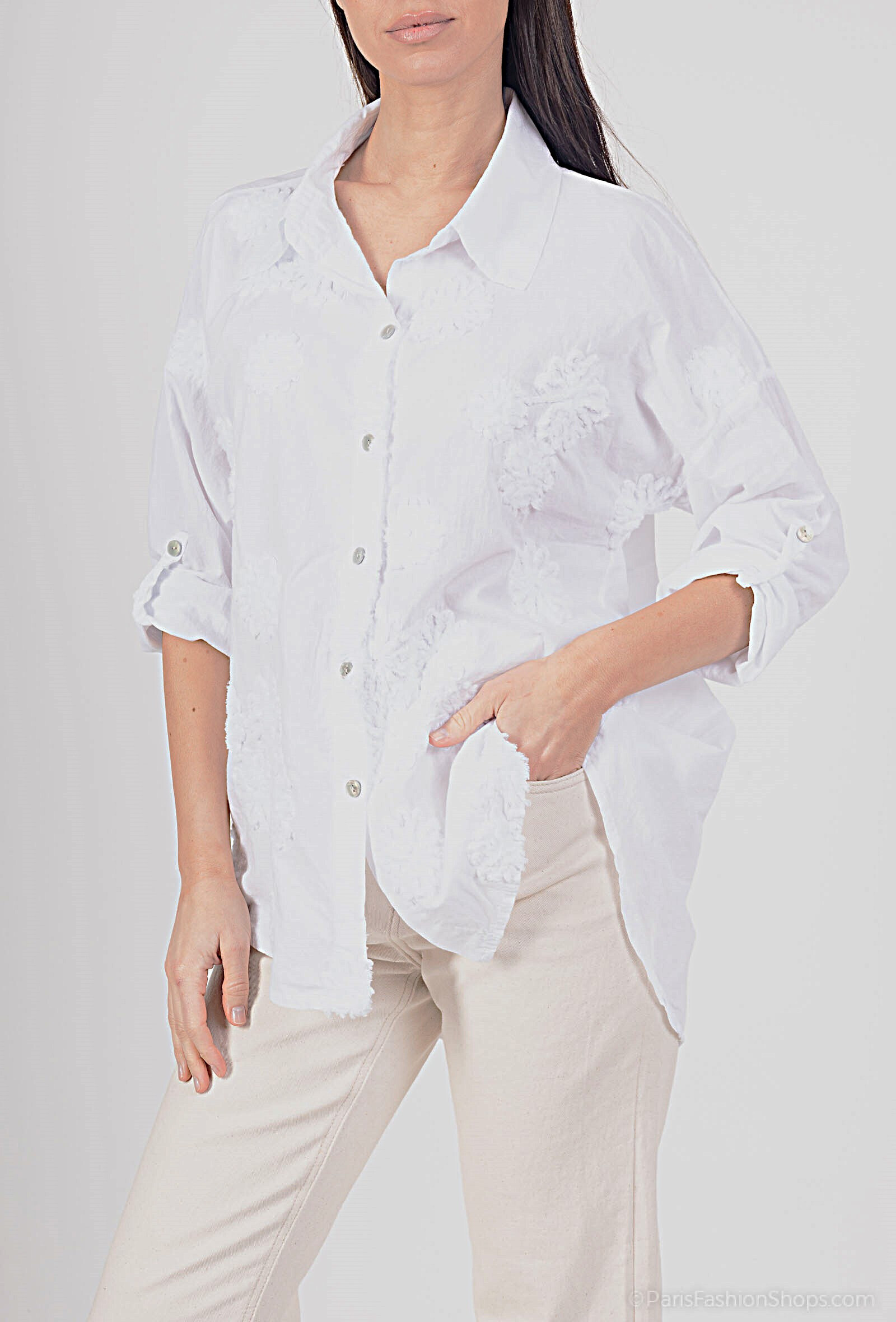 Wholesaler Bobo Glam' - Popline blouse flower texture