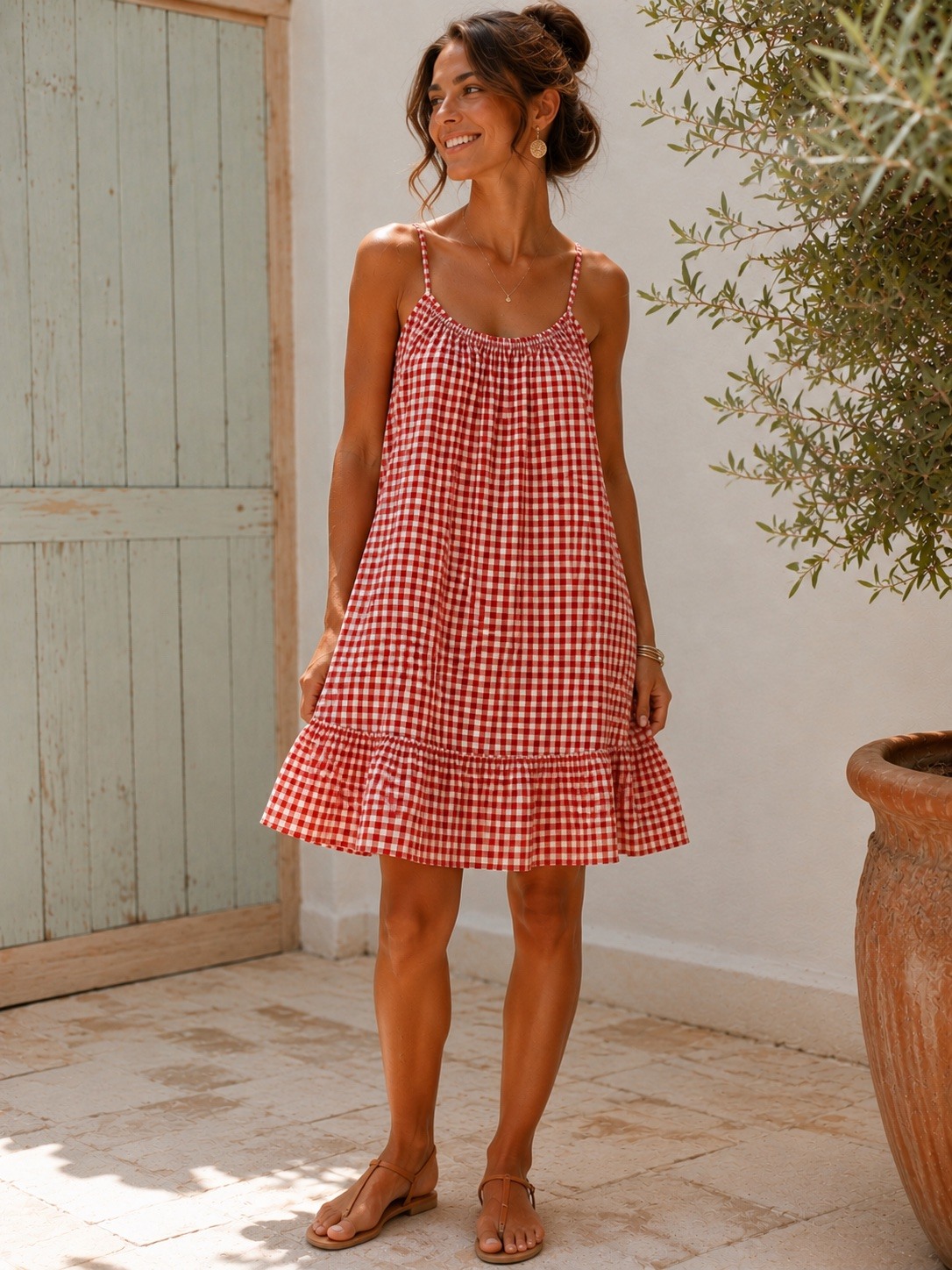Grossiste Bobo Glam' - Robe bretelle à imprimé vichy