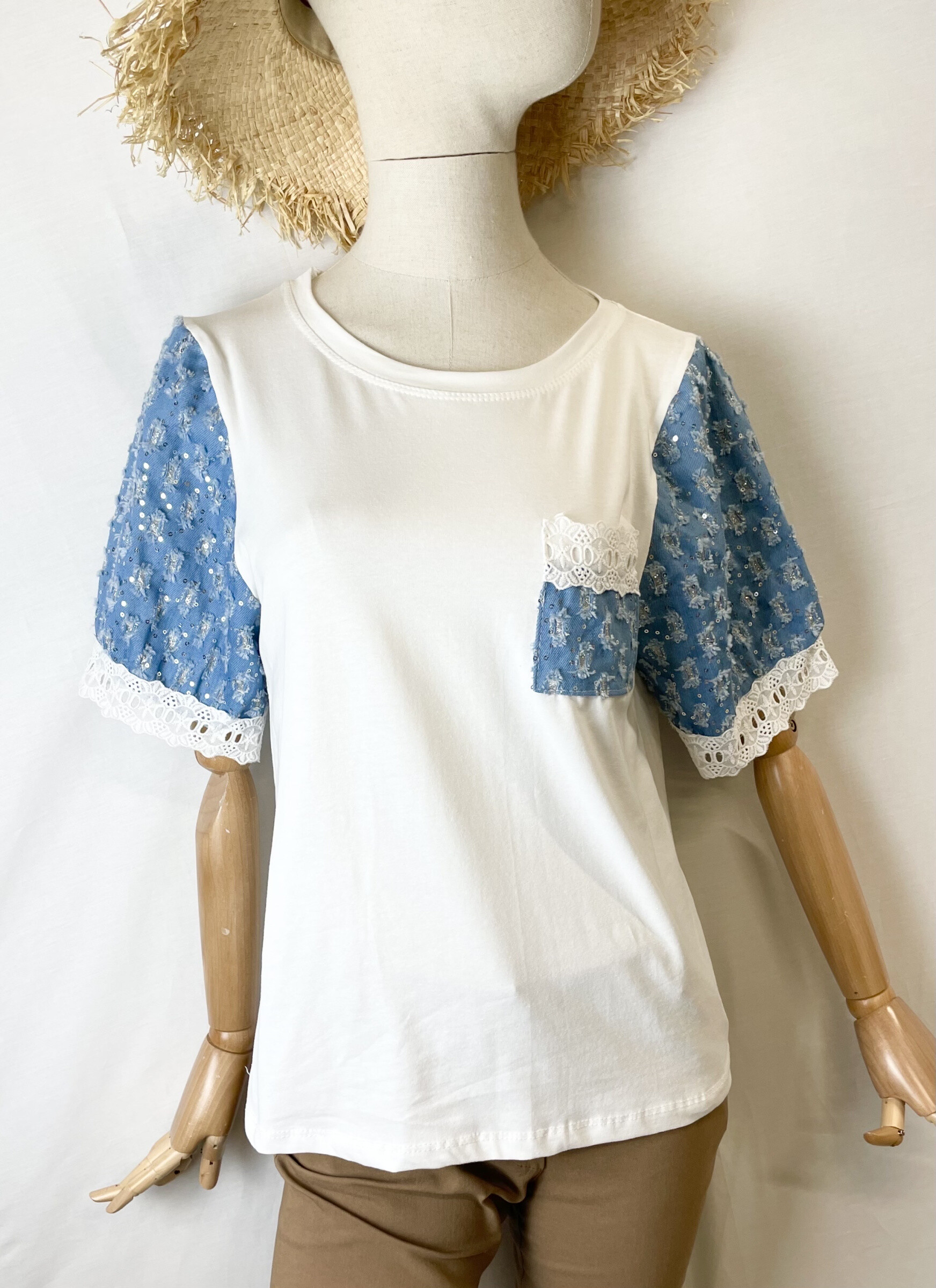 Wholesaler Bobo Glam' - Denim Poached T-shirt