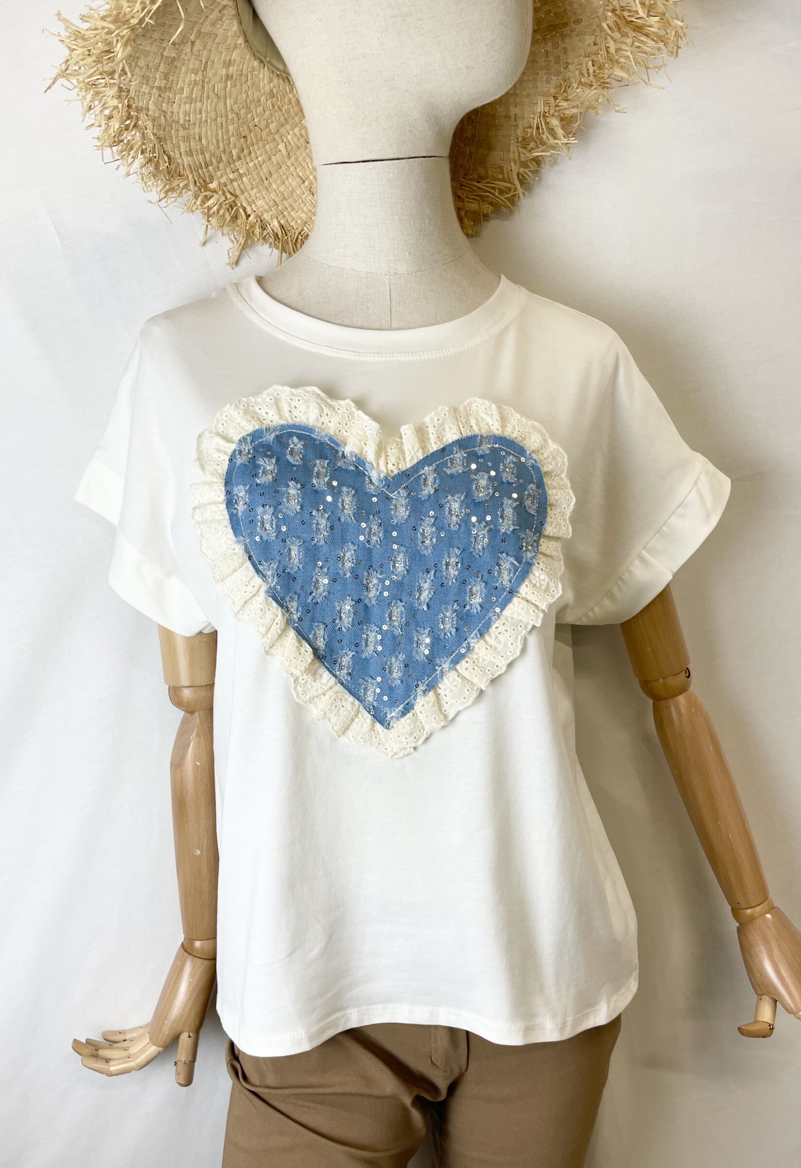 Wholesaler Bobo Glam' - Denim Heart T-shirt
