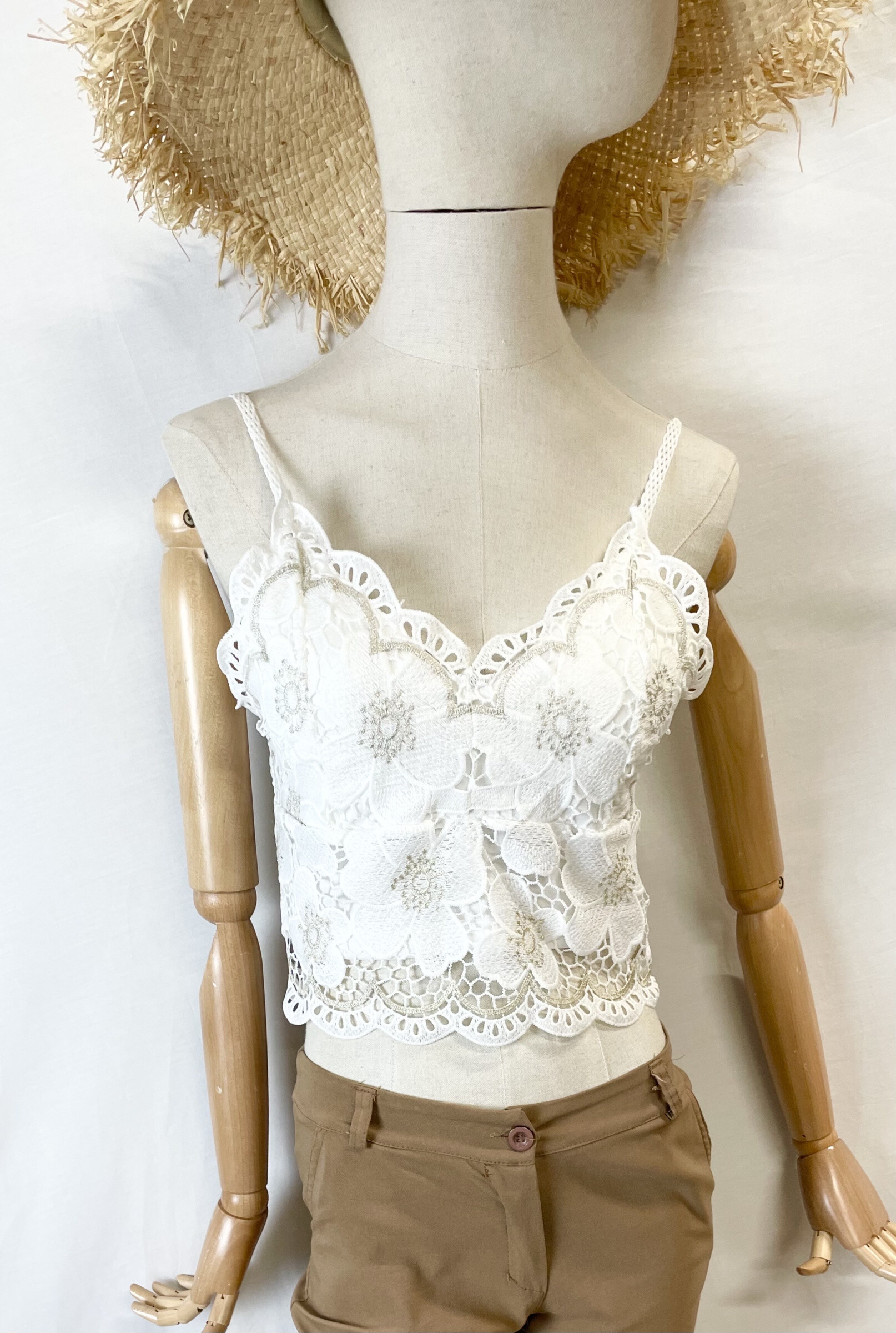Wholesaler Bobo Glam' - Crop top magnolias in suspenders