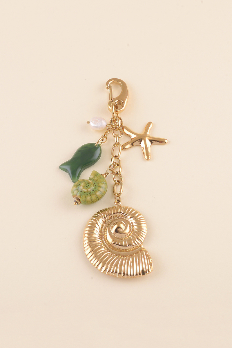 Mayorista Bohm - Llavero - concha, pez de resina, concha de caracol de cerámica, estrella de mar y perla de agua dulce