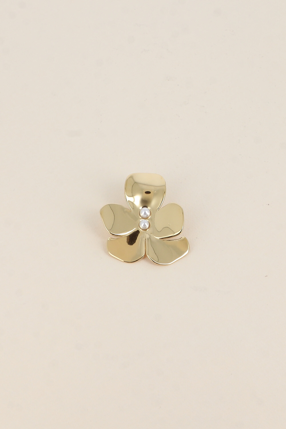 Grossiste Bohm - Pin's - motif floral et perles de résine blanche