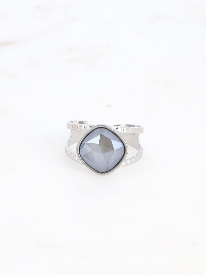 Großhändler Bohm - Silberner Léa-Ring – 10 mm geschliffene Kristalle