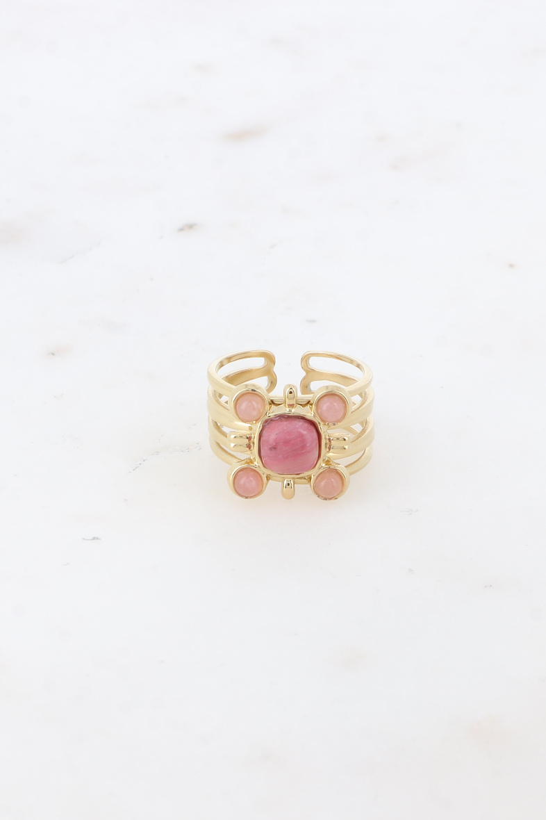 Mayorista Bohm - Anillo - cuadrado, 5 piedras naturales