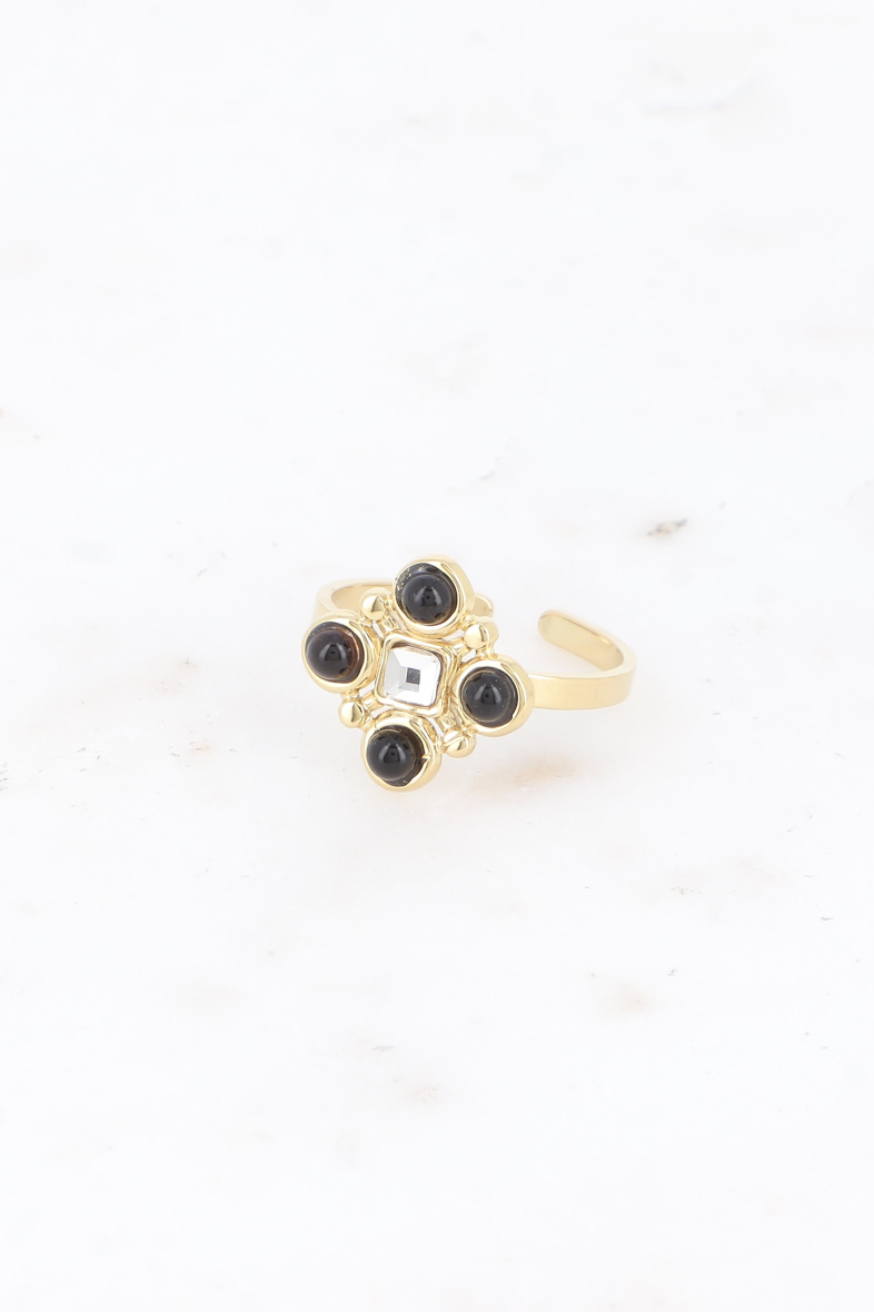 Mayorista Bohm - Anillo - piedras naturales y cristal talla cuadrada