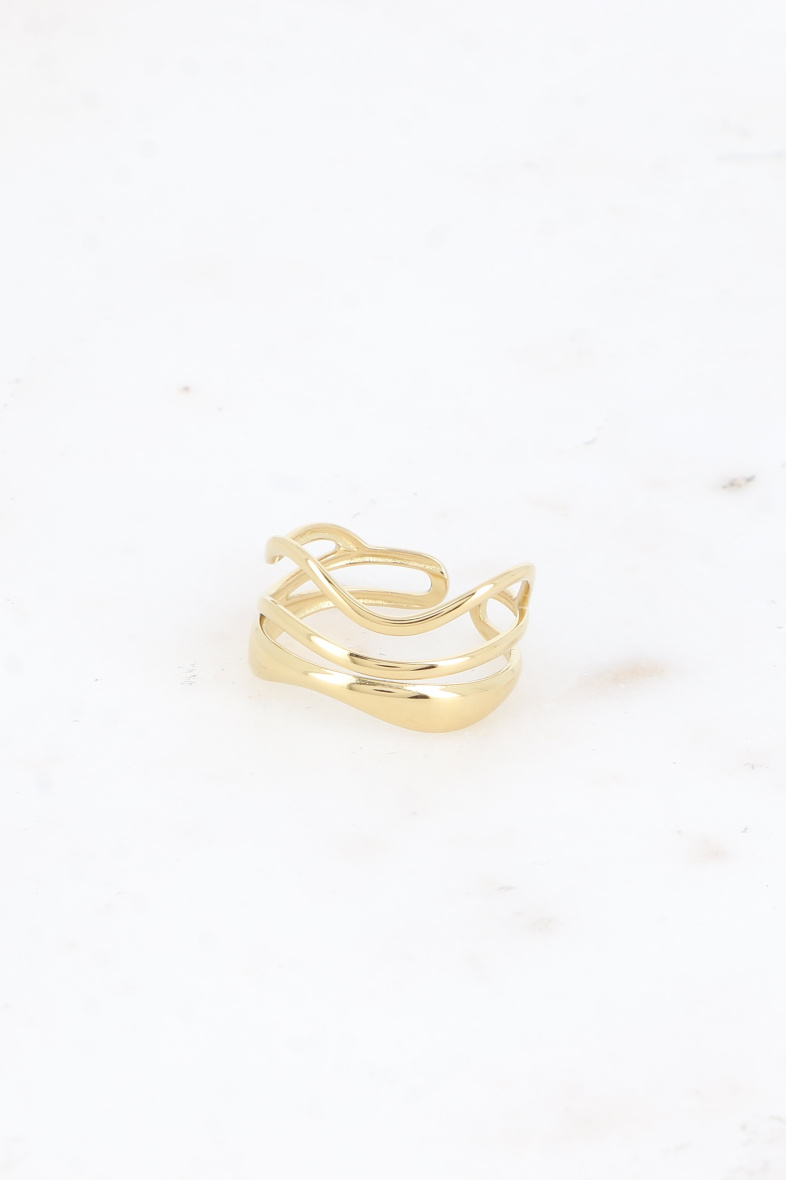 Großhändler Bohm - Breiter Ring – 3 wellenförmige und durchbrochene Linien
